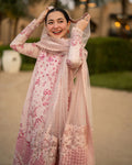 Lamija Blush Pink Embroidered Lawn 3-Piece Stitched Suit with Net & Organza Dupatta | Ready To Wear
