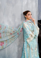 Embroidered Chikankari Lawn 3-Piece Stitched Suit with Digital Printed Silk Dupatta | Ready To Wear