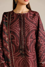 Embroidered Lawn 3-Piece Stitched Suit with Chiffon Dupatta | Ready To Wear