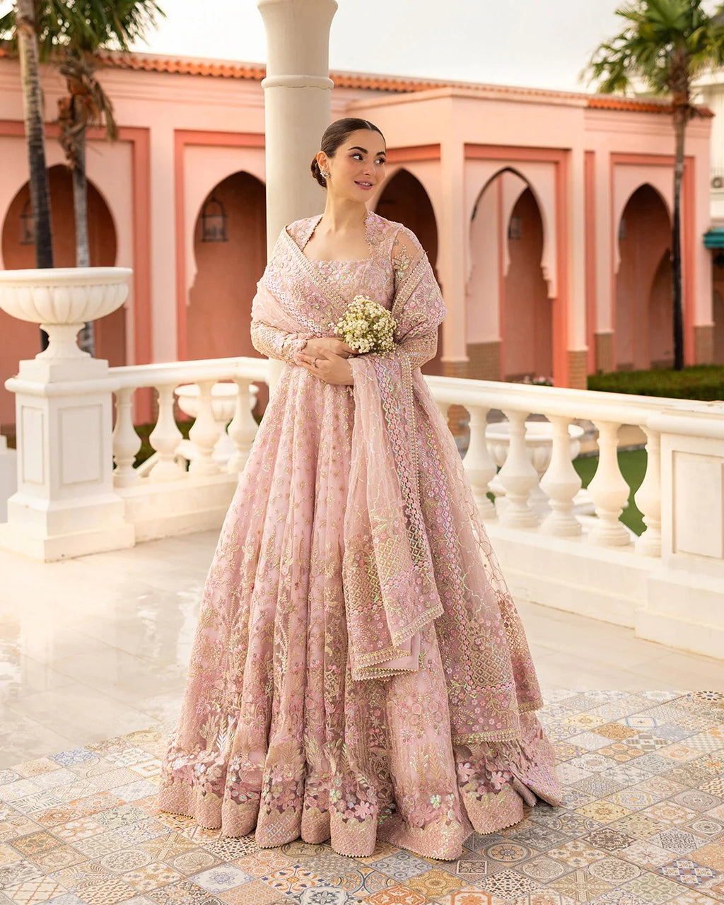 Embroidered Net 16 Kali Maxi 3-Piece Stitched Suit with Pallu Style Net Dupatta & Silk Inner | Ready To Wear