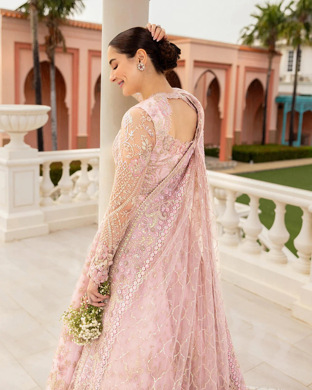 Embroidered Net 16 Kali Maxi 3-Piece Stitched Suit with Pallu Style Net Dupatta & Silk Inner | Ready To Wear