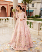 Embroidered Net 16 Kali Maxi 3-Piece Stitched Suit with Pallu Style Net Dupatta & Silk Inner | Ready To Wear