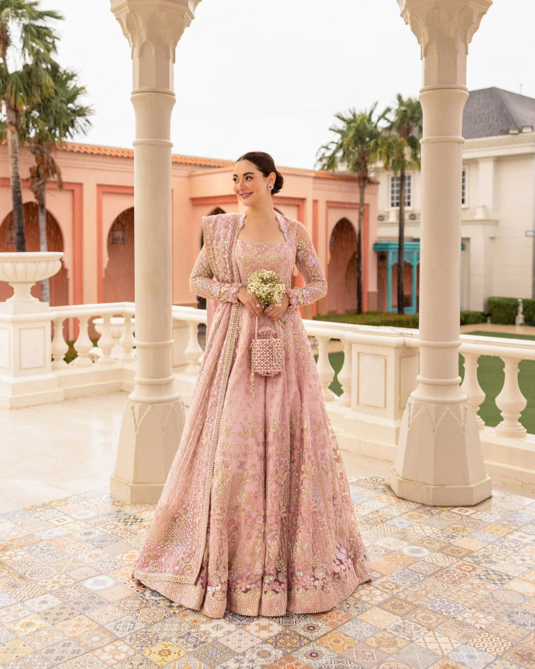Embroidered Net 16 Kali Maxi 3-Piece Stitched Suit with Pallu Style Net Dupatta & Silk Inner | Ready To Wear