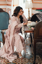 Embroidered Chiffon 3-Piece Stitched Suit with Organza Details & Malai Crape Trouser | Ready To Wear