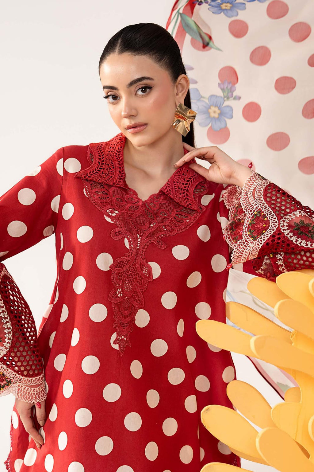 Printed Lawn 3-Piece Stitched Suit with Heavy Spangle Embroidered Chiffon Dupatta | Ready To Wear