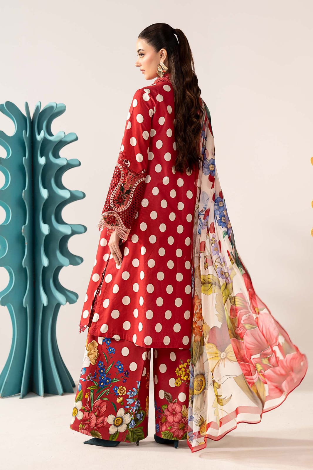 Printed Lawn 3-Piece Stitched Suit with Heavy Spangle Embroidered Chiffon Dupatta | Ready To Wear