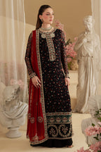 Printed Chiffon 3-Piece Stitched Suit with Raw Silk Embroidered Details & Chiffon Dupatta | Ready To Wear