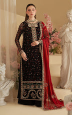 Printed Chiffon 3-Piece Stitched Suit with Raw Silk Embroidered Details & Chiffon Dupatta | Ready To Wear
