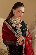 Printed Chiffon 3-Piece Stitched Suit with Raw Silk Embroidered Details & Chiffon Dupatta | Ready To Wear