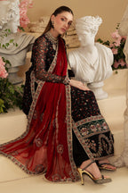 Printed Chiffon 3-Piece Stitched Suit with Raw Silk Embroidered Details & Chiffon Dupatta | Ready To Wear