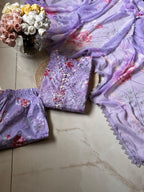 Heavy Chikan Kari Embroidered Lawn 3-Piece Stitched Suit with Chiffon Dupatta | Ready To Wear