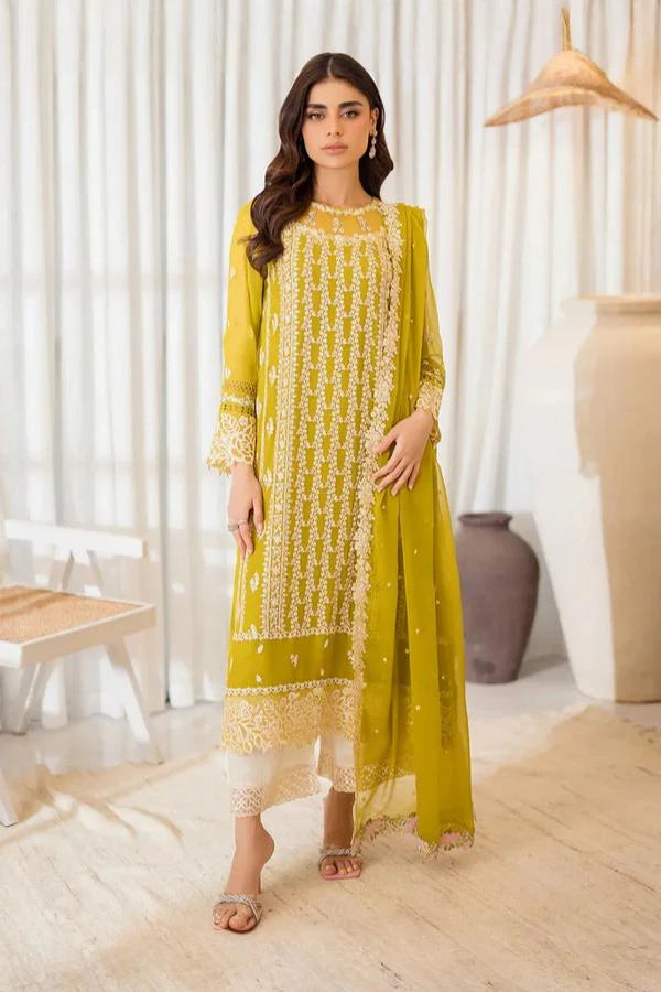 03 Piece Stitched Chiffon Embroidery Suit - Ready To Wear