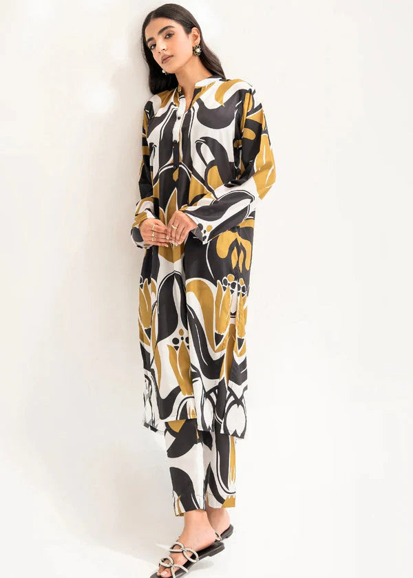 02 Piece Printed Cotton Suit - Ready To Wear