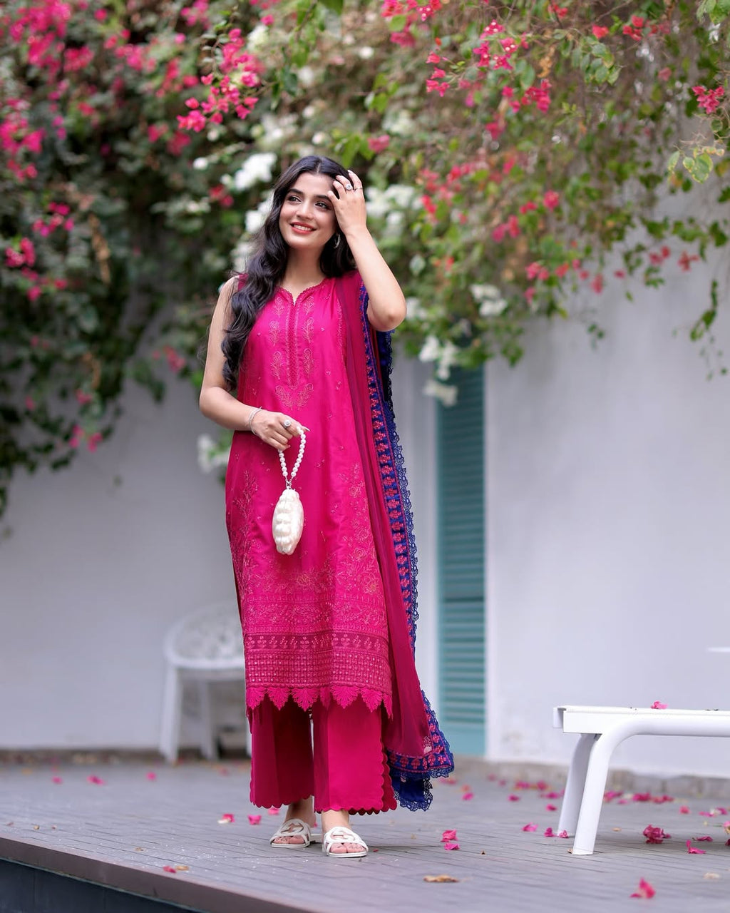Thread Embroidered Egyptian Lawn 3-Piece Stitched Suit with Chiffon Dupatta | Ready To Wear