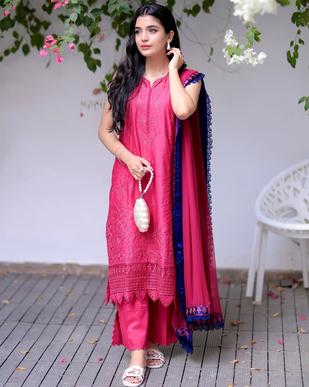 Thread Embroidered Egyptian Lawn 3-Piece Stitched Suit with Chiffon Dupatta | Ready To Wear